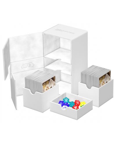 Κουτί για κάρτες και αξεσουάρ Ultimate Guard Twin Flip`n`Tray XenoSkin - Monocolor White  (200+ τεμ.) - 3